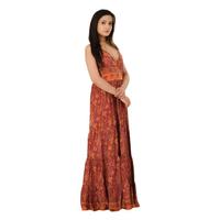 Robe de nuit maxi décontractée vintage bohème pour femme, sans manches, légère, en soie florale, respirante et douce, col halter, printemps été automne