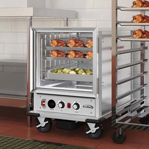 33-Inch Commercial Half Size Non-Insulated 12-Pan Solid Dutch Doors Warming & Holding Cabinet Wire Racks Silver (KM-CHP12-WNGL) - Product Image 4