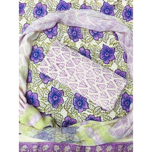 Traje de Algodón con Estampado Floral Azul Rey Hecho a Mano con Dupatta de Chifón para Fiestas Étnicas y Uso Diario (HBS0018) - Product Image 1