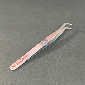 Pinzas Profesionales de Acero Inoxidable para Extensiones de Pestañas, Alta Calidad, Duraderas, Antiestáticas, Precisión, Gris, GE-5555-12, 10 mm - Product Image 1