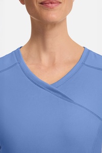 Ensemble de blouse et pantalon médical en jean bleu pour femme, col en V, tricoté, avec cordon de serrage à la taille, pour usage hospitalier - Product Image 4