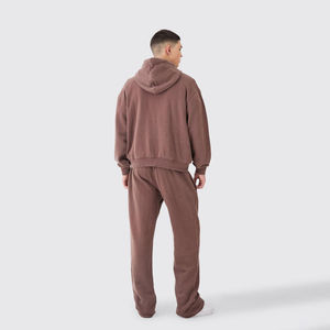 Ensemble de survêtement unisexe, style tendance, ample et évasé, décontracté, en molleton technique uni, pantalon de survêtement et sweat-shirt pour la course à pied - Product Image 4