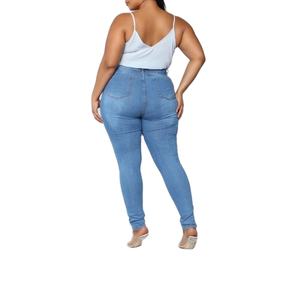 Venta al por mayor precio barato azul oscuro señoras Jeans de las mujeres ajustados rasgados destruidos de cintura alta pantalones de las mujeres de BD - Product Image 4