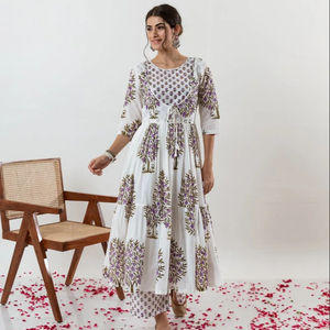 ลาเวนเดอร์ Anar Kurta Palazzo ชุดจัดแต่งทรงผมแฟชั่นอินเดีย Kurti คุณภาพสูงและกางเกงจากผู้ผลิตอินเดีย - Product Image 1