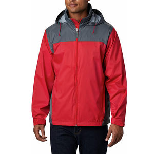 Chaqueta impermeable para la lluvia para hombre, chaqueta cortavientos para exteriores teñida en negro con cuello levantado y tallas grandes personalizadas - Product Image 1