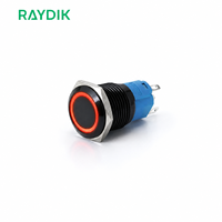 Interrupteur à bouton-poussoir métallique noir étanche à verrouillage momentané de 25 mm et 30 mm pour montage sur panneau, commande industrielle