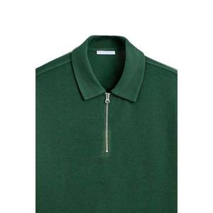 Camiseta de punto transpirable personalizada de talla grande para hombre, informal, con media cremallera, manga corta, holgada, lisa, para verano - Product Image 5