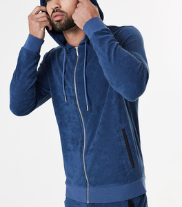 Ensemble short à capuche zippé sur mesure coton polyester mélangé couleur unie ensemble 2 pièces short et sweat à capuche pour hommes - Product Image 6