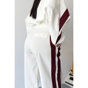 White Tracksuit <b>Set</b> with Thick Black Stripes <b>on</b> Sides - Product Image 1