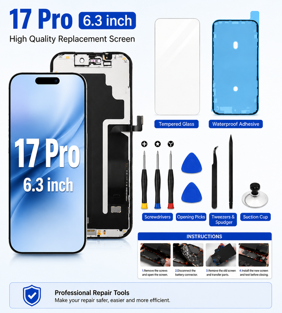 6.3 Inch Touch Screen Digitizer Assembly Replacement Display Mobile Phone Screen Repair Replacement Parts for iPhone 17 Pro