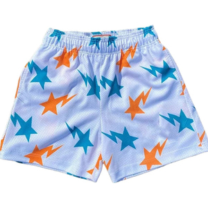 Men Star Pattern Knitted Mesh Sports Shorts Breathable Quick Dry <b>Athletic</b> Training Running Elastic Waist Casual Gym Wear - Product Image 1