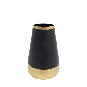 Ensemble de 2 vases à fleurs ronds en fer et cuir couleur or et noir vase à fleurs en cristal de petite taille décoration de mariage à la maison - Product Image 1