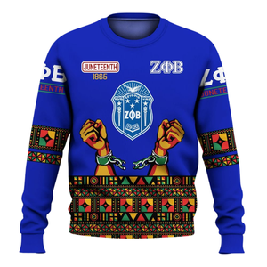 Sudadera con Cuello Redondo de la Hermandad Zeta Phi Beta, Azul, Letra Griega 1920, Ropa para Mujer, Sudadera de Forro Polar Bordada - Product Image 1