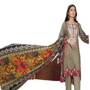 ผ้าลินินปากีสถานที่มีตราสินค้าชั้นนำ3ชิ้น salwar kameez สำหรับสาวๆการออกแบบแฟชั่นแบบดั้งเดิมพร้อมการปักลาย tawakkal - Product Image 1
