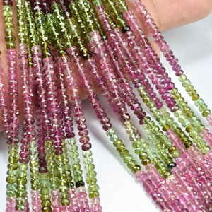 Natural Multi <b>Tourmaline</b> Faceted Rondelle Beads Strand Loose Gemstone Beads Wholesale for Jewelry Making Necklace Bracelet - Product Image 1