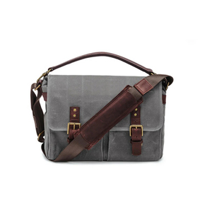 Sac messager en toile et cuir de style nouveau, sac à bandoulière vintage en cuir et cuir ciré imperméable - Product Image 1