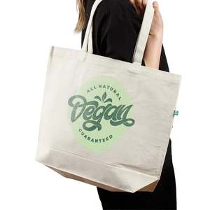 Custom Large Recycled Cotton Canvas Tote <b>Bag</b> <b>Medium</b> Size Reusable Eco-Friendly for Daily Use Food Advertising Letter Logo - Product Image 2