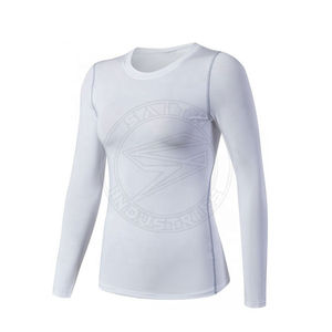 Ladies Canvas Compression Gym and Fitness Chemise à manches longues Logo personnalisé O-Neck Solid Pattern Casual Style - Product Image 4