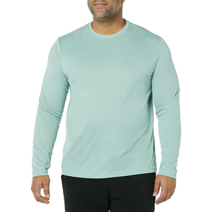 Camisa deportiva de manga larga con logotipo personalizado para hombre, transpirable y holgada, patrón sólido para correr al aire libre, ropa deportiva - Product Image 1