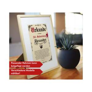 Certificado de Cumpleaños Personalizado Estilo Pergamino Antiguo Vintage, Tarjeta de 20x30 cm con Edad y Nombre Deseado - Product Image 6