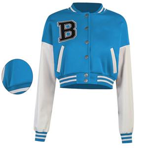 Veste de baseball universitaire à manches en cuir pour femmes, tenue décontractée coupe-vent Letterman 100% laine Bomber Varsity Jacket Ladies - Product Image 4