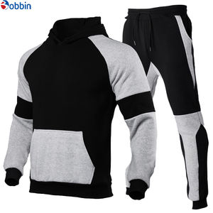Conjunto Deportivo de Felpa Extra Grande, Estilo Urbano, Color Block, Pantalones Deportivos Holgados y Sudadera con Capucha, Corte Amplio, Diseño Sólido para Hombre - Product Image 4