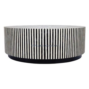 Mesa auxiliar de café de madera de bambú con forma personalizada de gran tamaño con diseño de esmalte con patas de hierro recubiertas de polvo negro de Metal muebles - Product Image 3