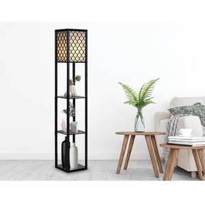 Lampadaire à étagère d'angle avec ampoule LED intégrée, lampadaires d'affichage pour salon, chambre et bureau-Blanc - Product Image 2