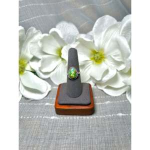 Navajo Handmade <b>Ring</b> with Natural Sonoran Mountain <b>Turquoise</b> & Sterling Silver Size 7.5 for Everyday Wear - Product Image 1
