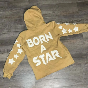 Sudadera con Capucha Gráfica Rosa para Mujer, Sudadera con Estampado, Estilo Urbano, Mangas con Estampado de Estrellas, Corte Holgado Informal - Product Image 4