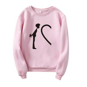 Ensemble chemise pour couple Logo personnalisé hommes 100% coton à manches longues col montant pull couleur unie sweat-shirt oversize imprimé teint uni - Product Image 4