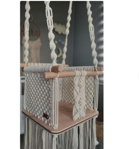 macrame children's <b>swing</b> DYAED COTTON HANDMADE NATURAL Baby <b>Swing</b> Set Style Color baby bedside sleeper - Product Image 2