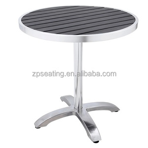 Bistrot commerciale in alluminio, piano di lavoro in legno, 24x24, <span class=keywords><strong>30x30</strong></span>, tavolo rotondo da pranzo all'aperto, tavolo da ristorante in legno di plastica - Product Image 2