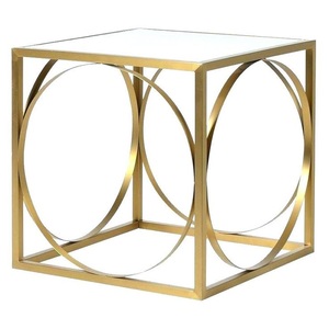Meubles de salon style moderne, table d'appoint moderne en métal argenté avec pieds ronds en métal - Product Image 3