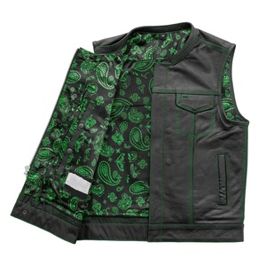 Gilet en cuir véritable pour homme, sans manches, style motard, en cuir de vachette ou de mouton, logo OEM personnalisé, fabricant en gros - Product Image 3