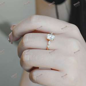 Dainty Moissanite Band with Elongated <b>Cushion</b> & Marquise Cuts Elegant Ring for Her, Anniversary or Promise Gift - Product Image 2