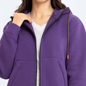 Sudadera con Capucha para Mujer, Holgada, Informal, con Cremallera, para Invierno, con Logotipo Estampado, Transpirable, 100% Algodón, Manga Larga, Secado Rápido - Product Image 3