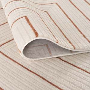 Tapis de salon géométrique fait main Netline Home Carmel Cream-Terra, 4 m de large - Product Image 3
