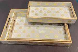 Haute qualité taille personnalisée Floral conçu corne os résine incrustation plateau de service Durable décoratif pour cuisine maison hôtel attrayant - Product Image 5