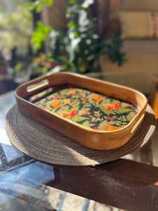 Plateau de service artisanal en bois Art Déco avec travail Meena, forme personnalisée pour la maison, la cuisine, la table à manger, utilitaire décoratif - Product Image 5