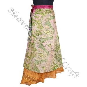 กระโปรงผ้าซิ่นอินเดียแบบกลับด้านได้กระโปรงผ้าไหมส่าหรียาวกระโปรงผ้าไหมส่าหรี2ชั้นจากอินเดีย - Product Image 1