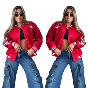 Automne hiver 2022 femmes de haute qualité ample coupe-vent coton varsité veste confortable Street Wear en motif solide - Product Image 3