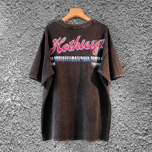 Camiseta de hombre pesada de microfibra de alta calidad Vintage Streetwear logotipo serigrafiado personalizado Fitness Color en blanco liso - Product Image 5