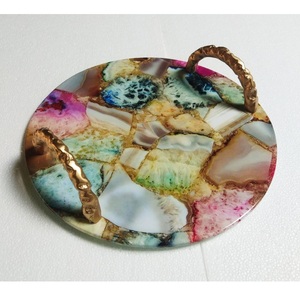 ถาดเสิร์ฟกาแฟทำจากเรซินถาดเสิร์ฟกาแฟทำจากแก้วพร้อมที่จับอลูมิเนียมชุบทอง - Product Image 6