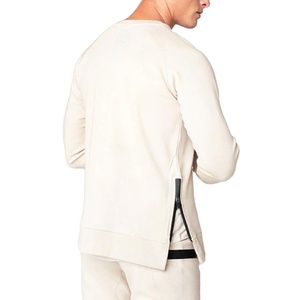 Pull pour homme avec ourlet incurvé à fermeture éclair latérale Chemise d'entraînement à col rond avec poche zippée thermoscellée Sweatshirts à manches longues - Product Image 6