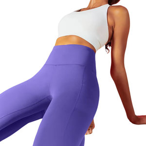 Leggings de yoga respirants, couleur unie, séchage rapide, taille mi-haute, vente en gros, taille élastique, tissu extensible, vêtements de travail pour femmes - Product Image 3