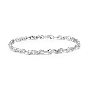 Vintage Round Diamond Twisted Line <b>Sterling</b> <b>Silver</b> Designer <b>Bracelet</b> for Gift or Party - Product Image 1