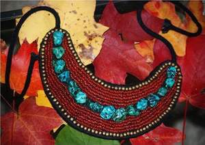 Collar de bordado con cuentas de patrón de paz elegante vintage multicolor para ocasiones de fiesta - Product Image 4