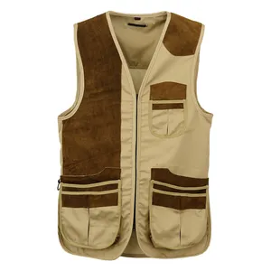 Gilet de tir de chasse en polyester sangles de taille réglables gilet de tir de haut niveau avec rembourrage en cuir suédé en gros