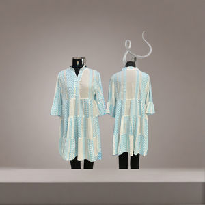 Kurta de algodón Vintage moderno para mujer, ropa informal de verano bordada a mano, proveedor mayorista de confianza con cintura Natural - Product Image 4